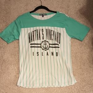Martha's Vineyard Graphic Tee in Green and White